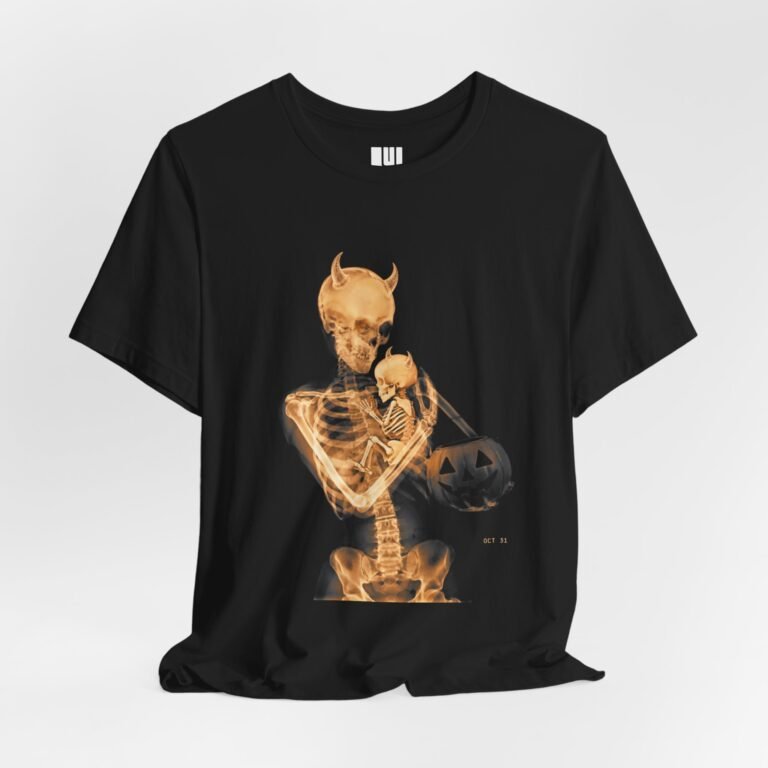 Momster Horned Skeleton Mom and Baby Halloween Tee