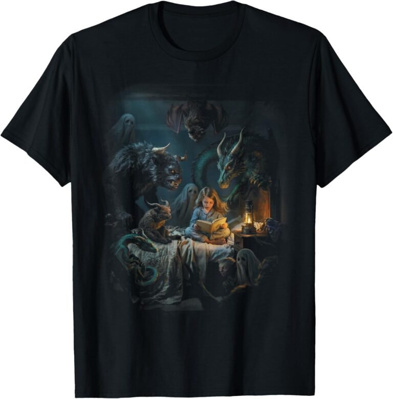 Dreamcore Girl & Monsters Shirt, Bedtime Reading Art Tee, Dreamcore Gift design