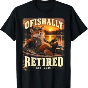 Ofishally Retired Fox Shirt, Funny Fishing Retirement Tee, Fisherman Gift