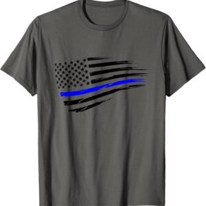 Thin Blue Line Flag Shirt, American Flag Support Tee, Police Support Gift