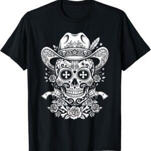 Western Sugar Skull Shirt, Cowboy Hat Roses & Bones Tee, Western Gift