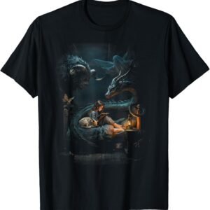 Dreamcore Girl & Dragon Shirt, Sleepy Goat Reading Art Tee, Dreamcore Gift