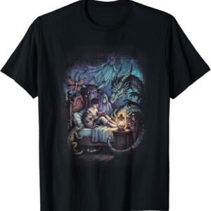 Dreamcore Boy & Dog Shirt, Bedtime Dragon Reading Art Tee, Dreamcore Gift
