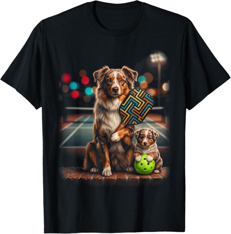 Mini Aussie Pickleball Duo Shirt, Puppy Paddle Pair Tee, Dog Lover Gift design