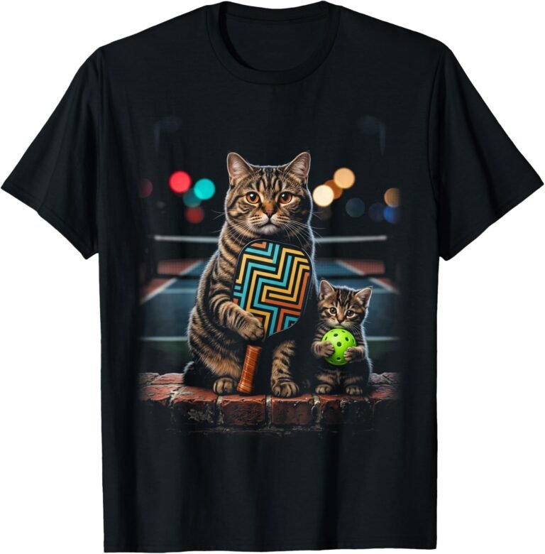 Mother Daughter Brown Tabby Cat Pickleball Shirt, Matching Duo Tee, Cat Lover Gift design