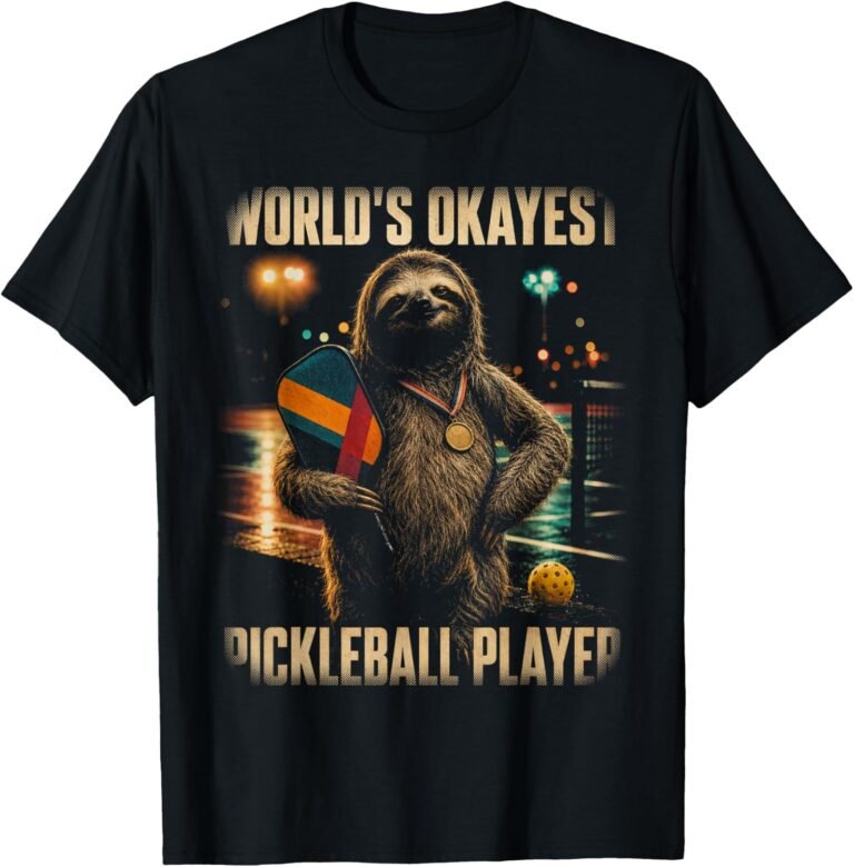 Worlds Okayest Pickleball Player Sloth Shirt, Funny Sloth Lover Tee, Funny Pickleball Gift design