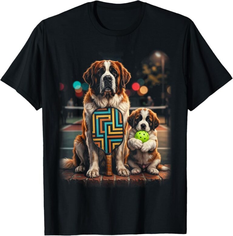 Saint Bernard Pickleball Duo Shirt, Puppy Paddle Pair Tee, Dog Lover Gift design