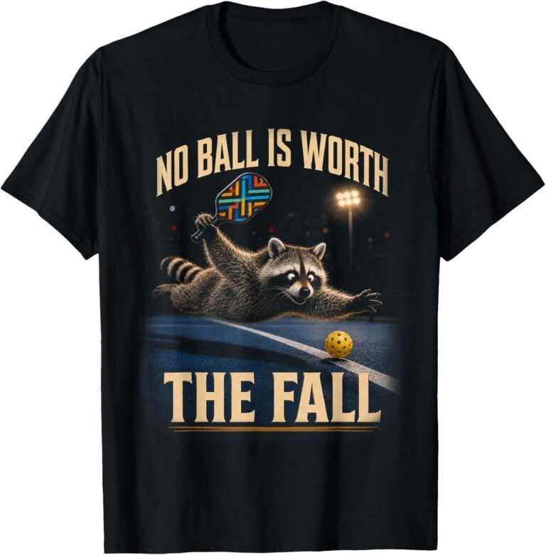 Raccoon Pickleball Diving Save Shirt, No Ball Is Worth The Fall Tee, Funny Pickleball Gift design