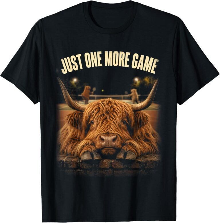 Just One More Game Highland Cow Shirt, Pickleball Watch Tee, Funny Pickleball Gift design