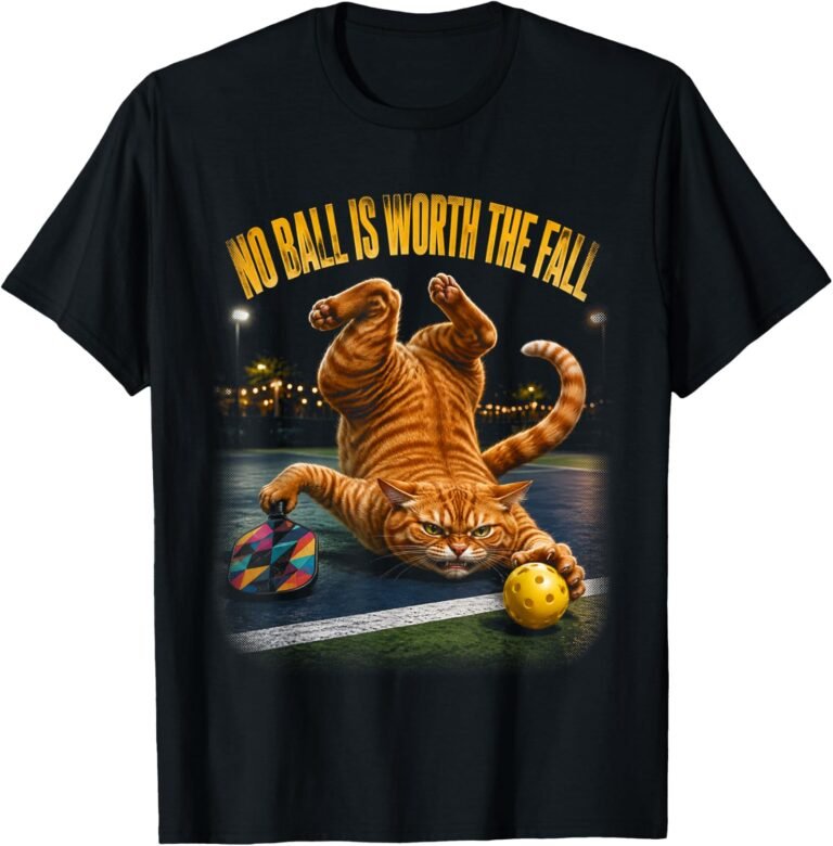 Orange Cat Pickleball Wipeout Shirt, No Ball Is Worth The Fall Tee, Funny Pickleball Gift design