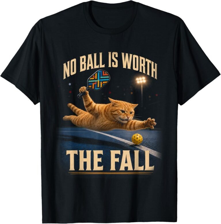 Orange Tabby Cat Pickleball Shirt, No Ball Is Worth The Fall Tee, Funny Pickleball Gift design