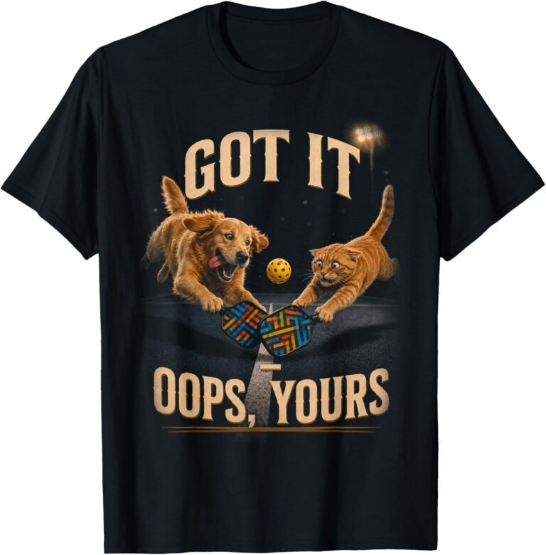 Golden Retriever & Cat Pickleball Doubles Shirt, Got It Oops Yours Tee, Funny Pickleball Gift design