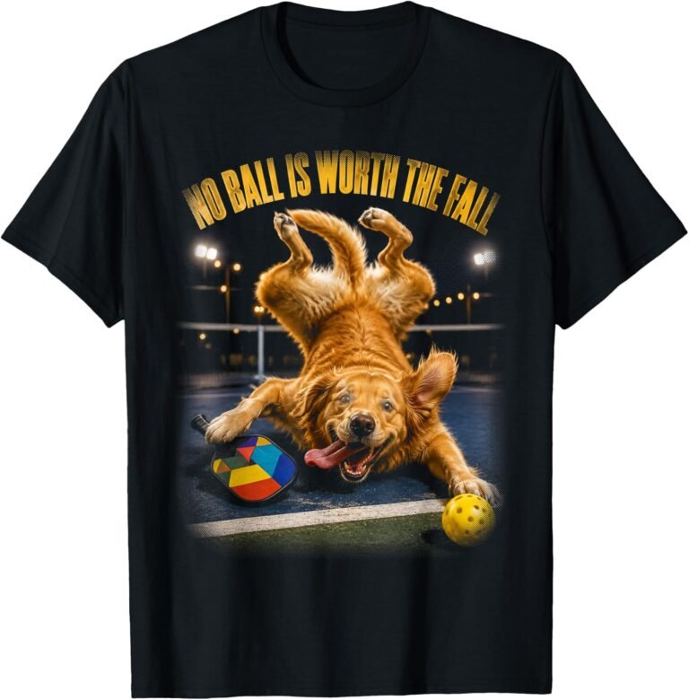 Golden Retriever Pickleball Wipeout Shirt, No Ball Is Worth The Fall Tee, Funny Pickleball Gift design