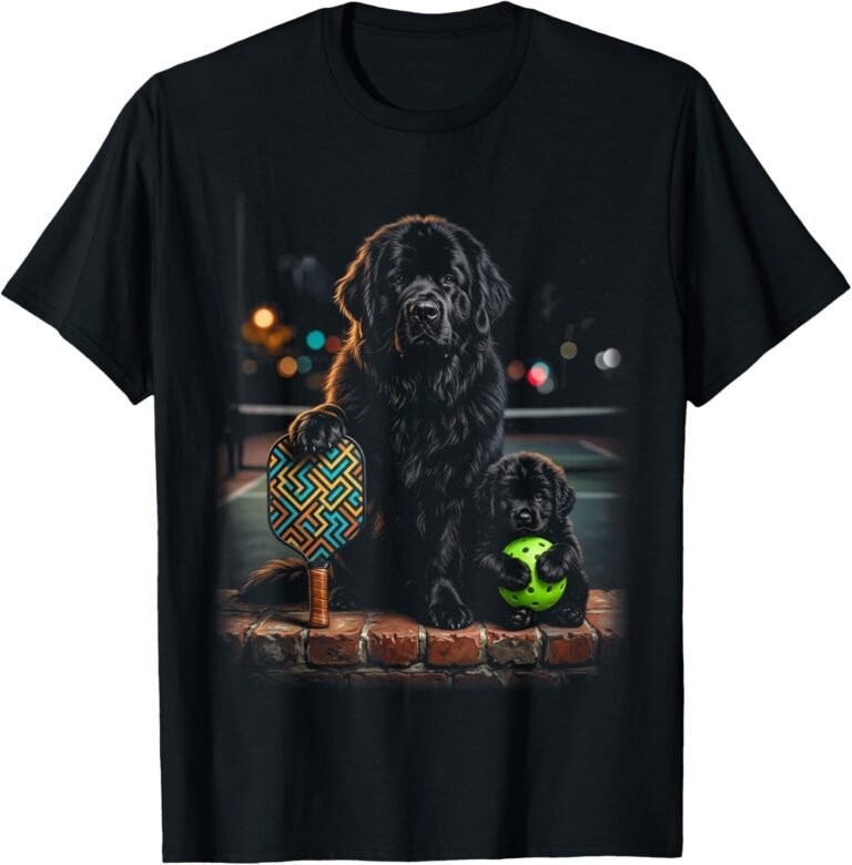 Newfoundland Pickleball Duo Shirt, Puppy Paddle Pair Tee, Dog Lover Gift design