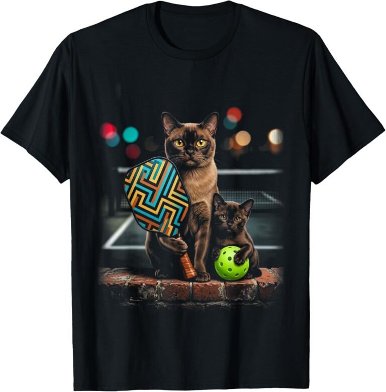 Mother Daughter Burmese Cat Pickleball Shirt, Matching Duo Tee, Cat Lover Gift design