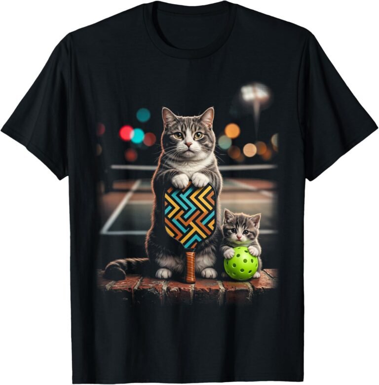 Mother Daughter Silver Tabby Cat Pickleball Shirt, Matching Duo Tee, Cat Lover Gift design