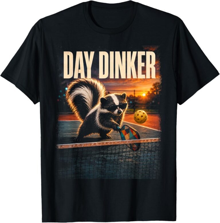 Day Dinker Skunk Shirt, Pickleball Sunglasses Dink Tee, Funny Pickleball Gift design