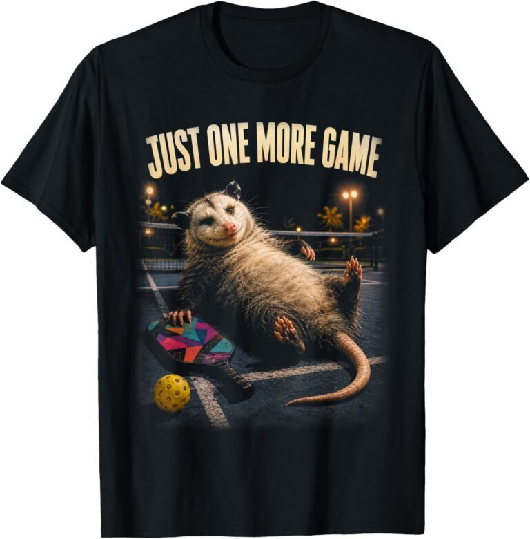 Just One More Game Opossum Shirt, Pickleball Belly Up Tee, Funny Pickleball Gift design