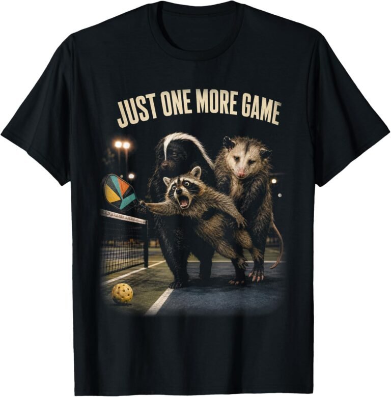 Just One More Game Raccoon Crew Shirt, Pickleball Reach Tee, Pickleball Gift design