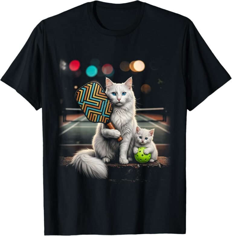 Mother Daughter Turkish Angora Cat Pickleball Shirt, Matching Duo Tee, Cat Lover Gift design