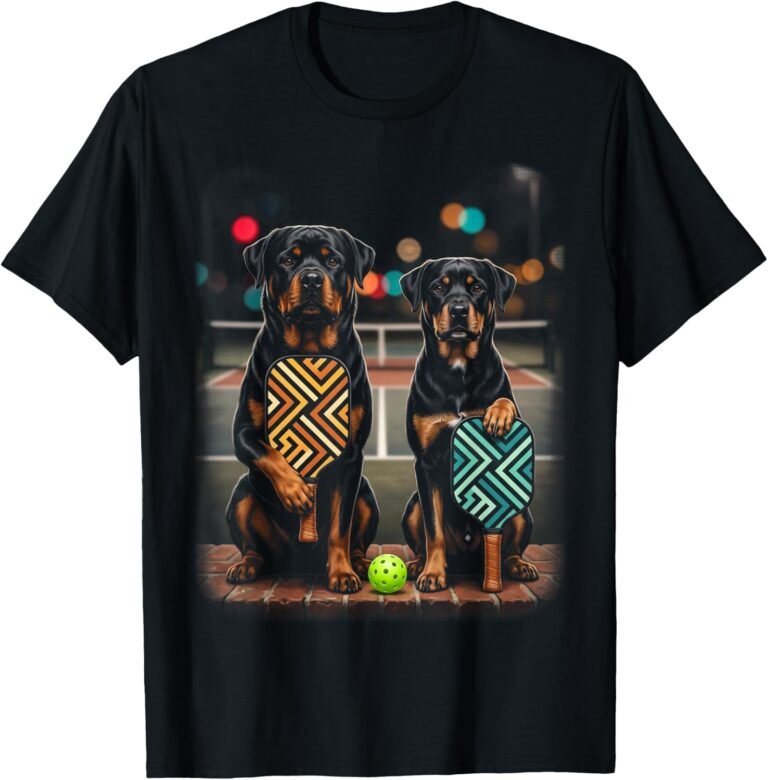 Rottweiler Pickleball Duo Shirt, Puppy Paddle Pair Tee, Dog Lover Gift design