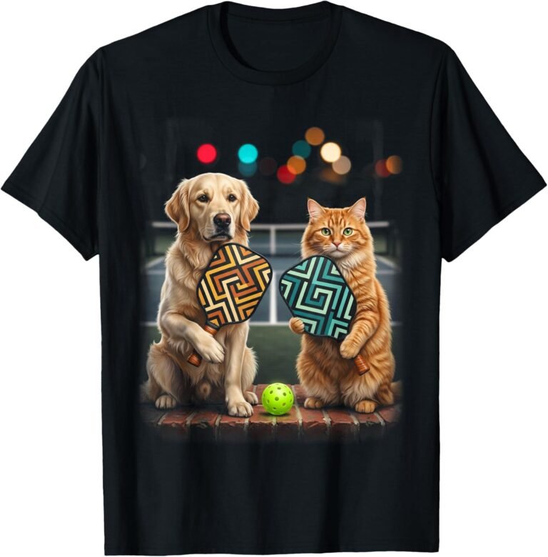 Golden Retriever & Cat Pickleball Buddy Shirt, Buddy For Life Tee, Pickleball Gift design