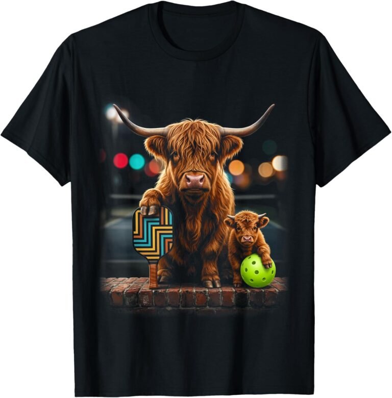 Highland Cow Family Pickleball Shirt, Matching Outfit Tee, Cow Lover Gift design