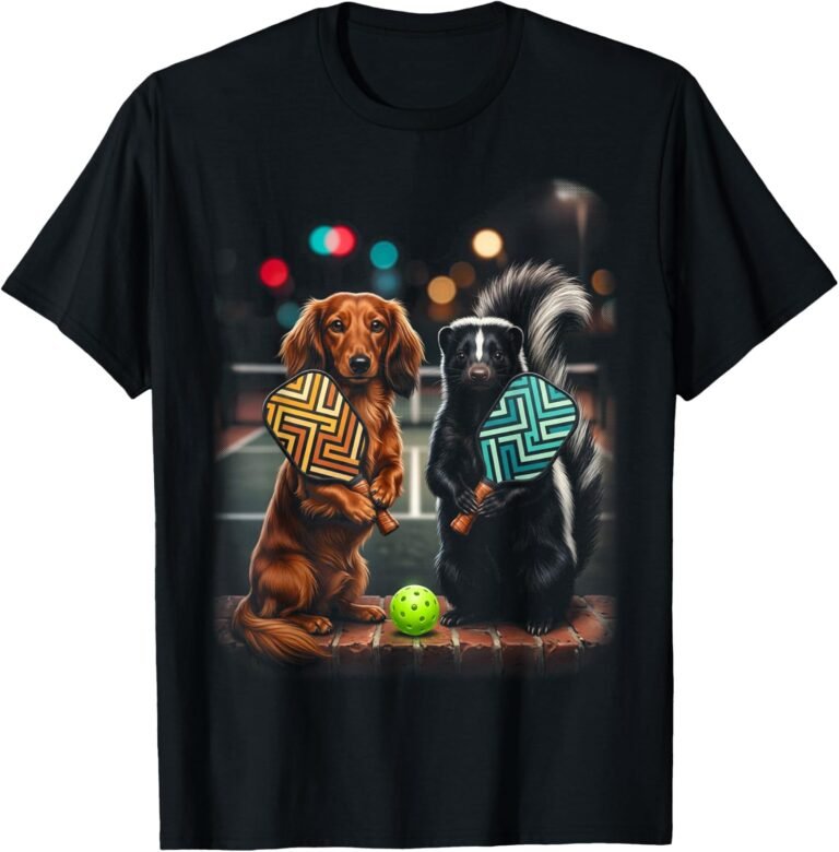 Dachshund & Skunk His and Hers Pickleball Shirt, Matching Duo Tee, Pickleball Gift design