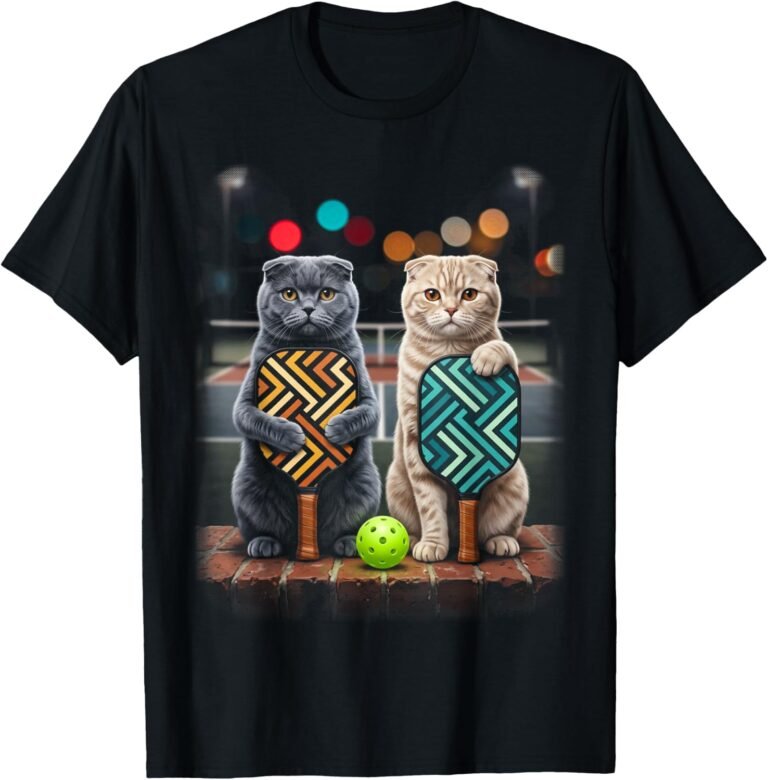 Mother Daughter Scottish Fold Cat Pickleball Shirt, Matching Duo Tee, Cat Lover Gift design