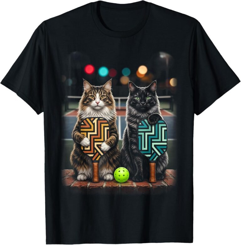 Mother Daughter Norwegian Forest Cat Pickleball Shirt, Matching Duo Tee, Cat Lover Gift design