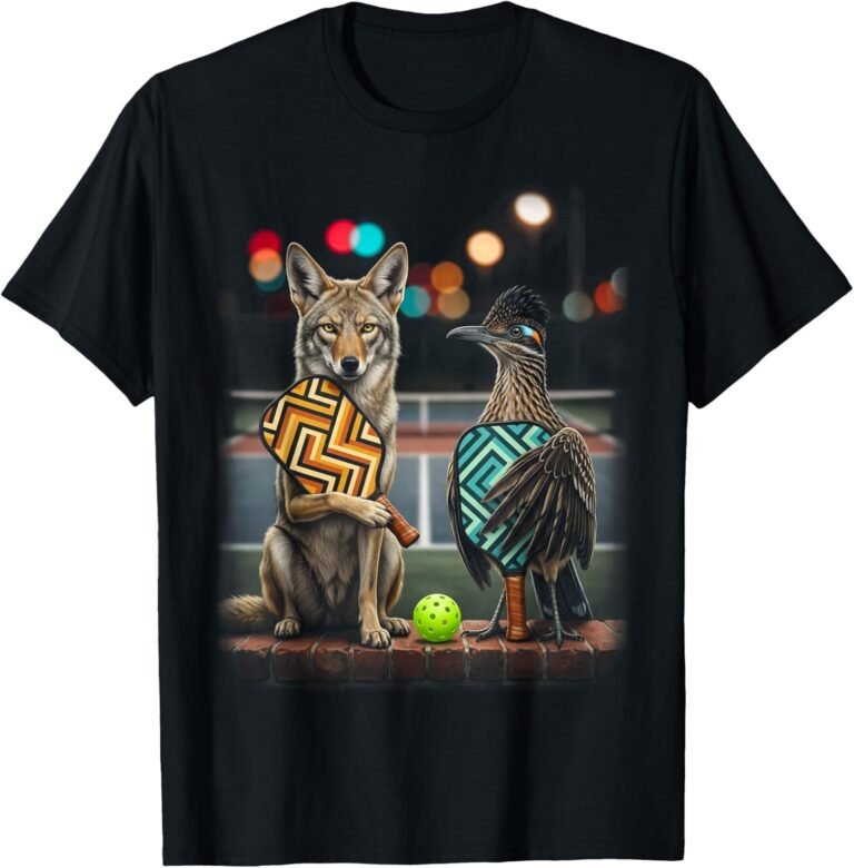 Coyote & Roadrunner Pickleball Doubles Shirt, Serving Up Trouble Tee, Funny Pickleball Gift design