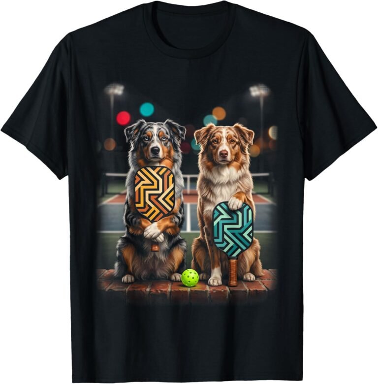Aussie Pickleball His and Hers Shirt, Matching Couples Tee, Dog Lover Gift design