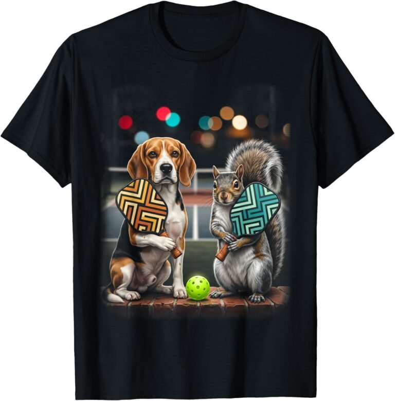 Beagle & Squirrel Husband and Wife Pickleball Shirt, Matching Duo Tee, Pickleball Gift design