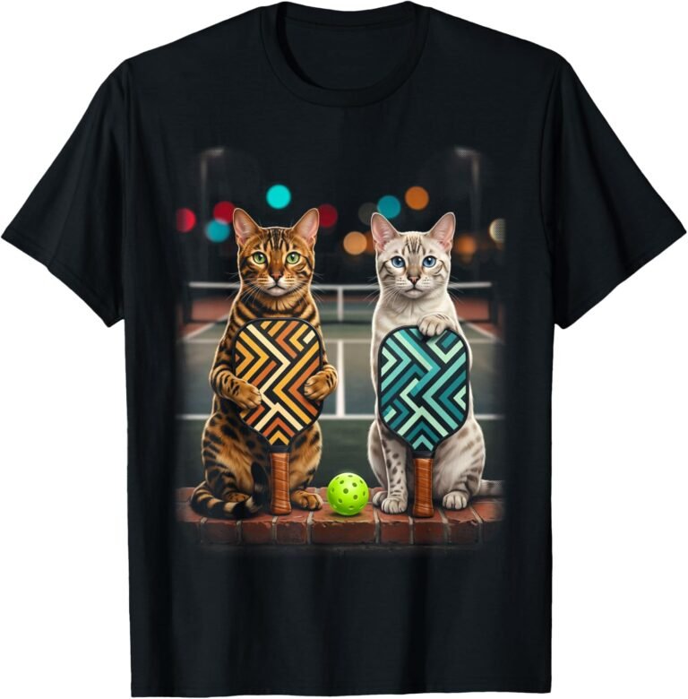 Mother Daughter Bengal Cat Pickleball Shirt, Matching Duo Tee, Cat Lover Gift design