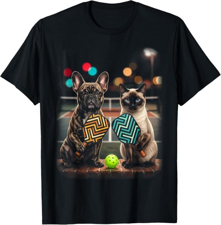 Frenchie & Siamese Cat Pickleball Partner Shirt, Favorite Partner Ever Tee, Pickleball Gift design