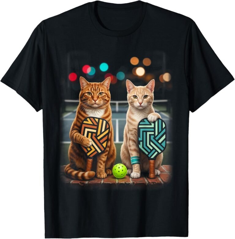 Tabby Cat Mixed Doubles Pickleball Shirt, Matching Outfit Tee, Cat Lover Gift design
