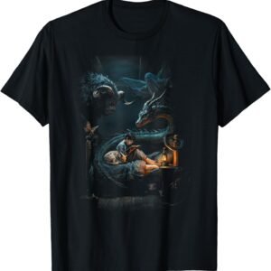 Dreamcore Boy, Dragon & Cat Shirt, Bedtime Reading Art Tee, Dreamcore Gift
