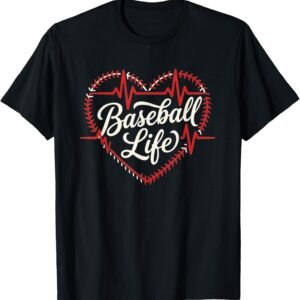 Baseball Heartbeat Shirt, Baseball Life Script Heart Tee, Baseball Mom Gift
