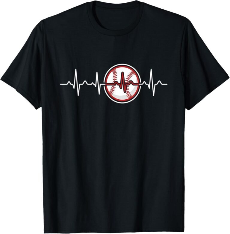Baseball Heartbeat Shirt, Pulse Line Baseball Icon Tee, Baseball Mom Gift design