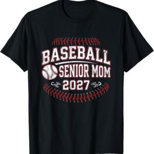 Baseball Senior Mom 2027 Shirt, Grunge Stitch Arc Tee, Senior Night Gift