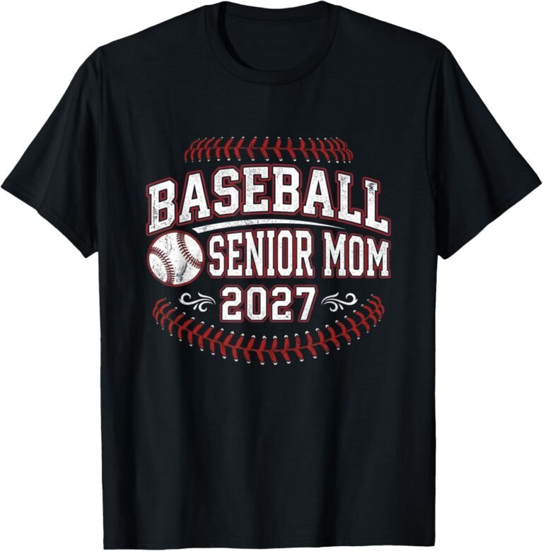 Baseball Senior Mom 2027 Shirt, Grunge Stitch Arc Tee, Senior Night Gift design