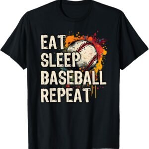 Eat Sleep Baseball Repeat Shirt, Funny Baseball Player Tee, Baseball Fan Gift