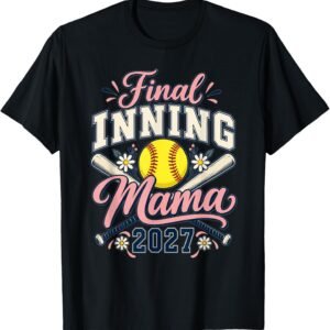 Final Inning Mama 2027 Shirt, Retro Daisy Baseball Tee, Senior Baseball Mom Gift