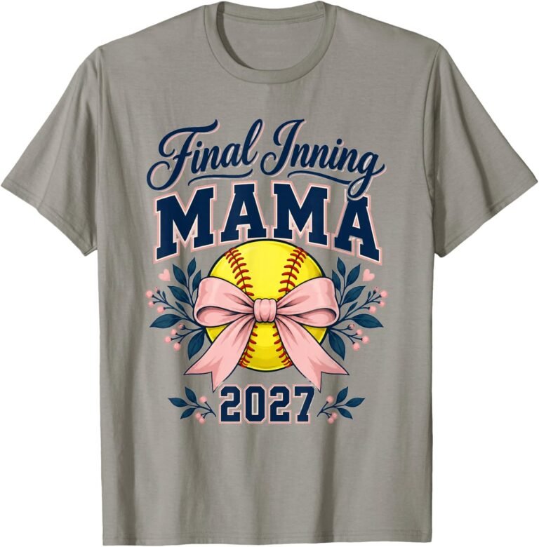 Final Inning Mama 2027 Shirt, Softball Bow Floral Tee, Senior Softball Mom Gift design