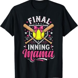 Final Inning Mama Shirt, Pink Bow Softball Tee, Softball Senior Mom Gift