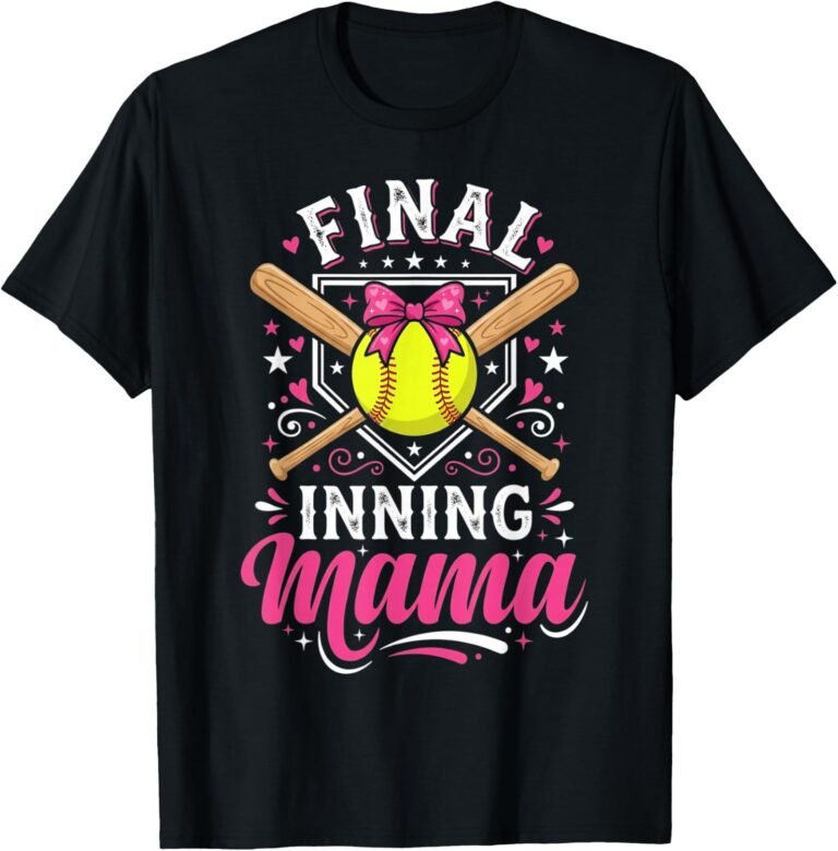 Final Inning Mama Shirt, Pink Bow Softball Tee, Softball Senior Mom Gift design