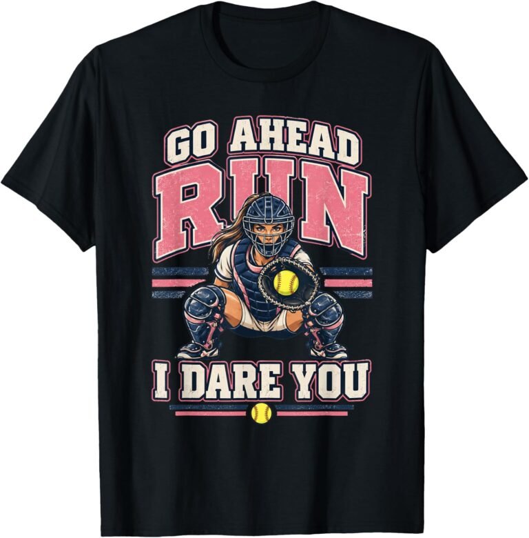 Go Ahead Run I Dare You Shirt, Retro Softball Catcher Tee, Softball Player Gift design