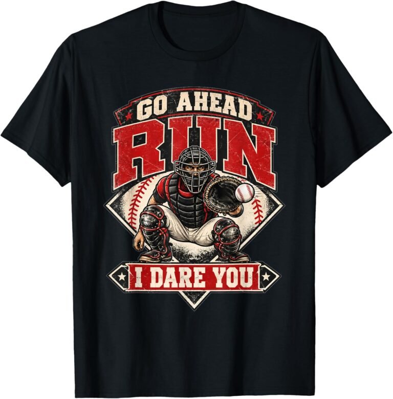 Go Ahead Run I Dare You Shirt, Vintage Catcher Photo Tee, Softball Catcher Gift design