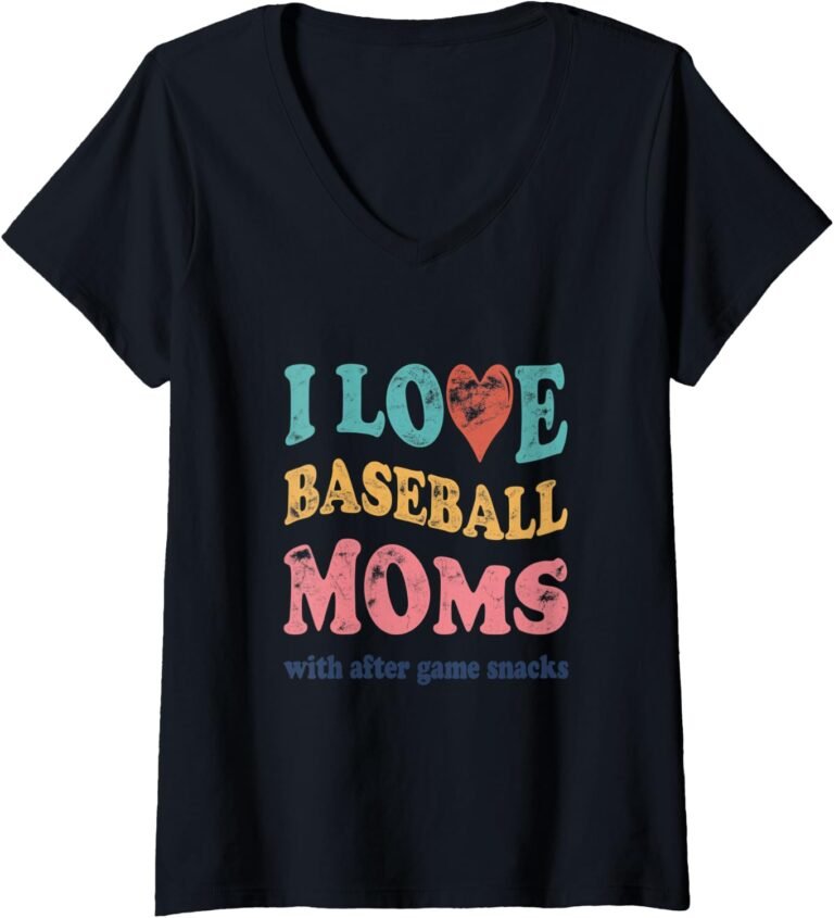 I Love Baseball Moms Retro Shirt, Funny After Game Snacks V-Neck Tee, Baseball Mom Gift design