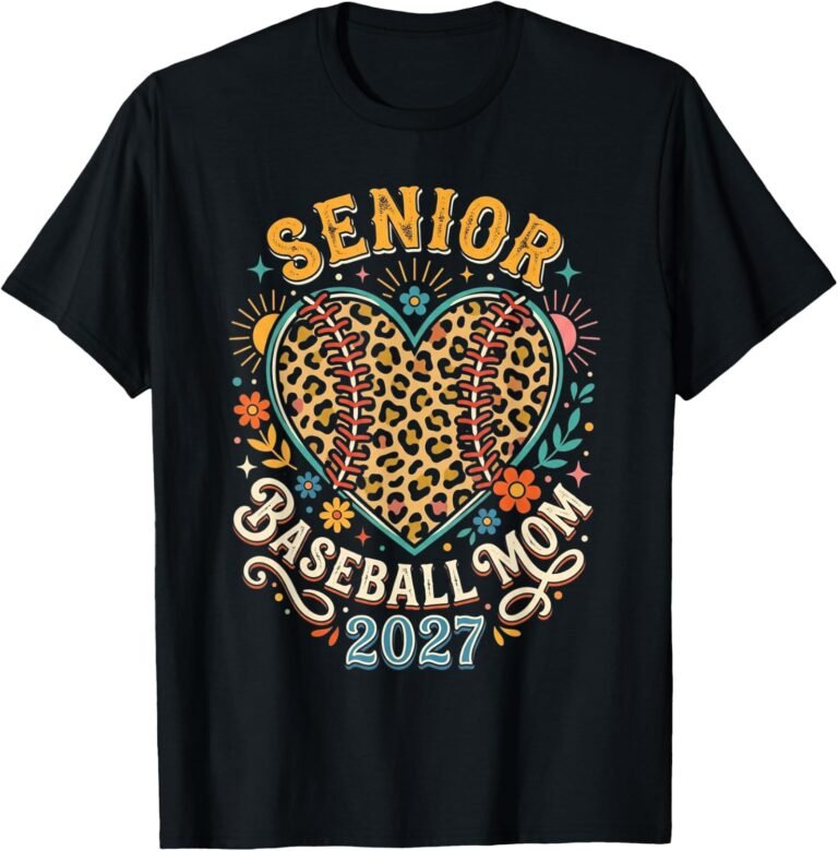 Senior Baseball Mom 2027 Shirt, Leopard Heart Boho Tee, Baseball Senior Night Gift design